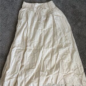 aerie Cream Maxi Skirt with Thin Stripes